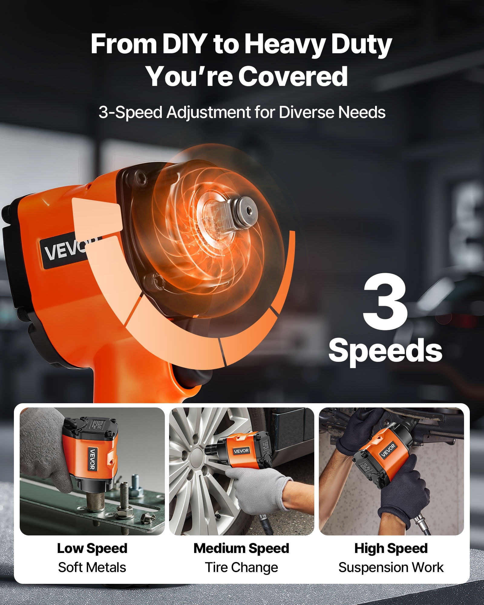 VEVOR 1/2-Inch Air Impact Wrench, Up to 738 ft-lbs Nut-busting Torque, Stubby Size & Lightweight Pneumatic Impact Gun for Auto Repairs and Maintenance