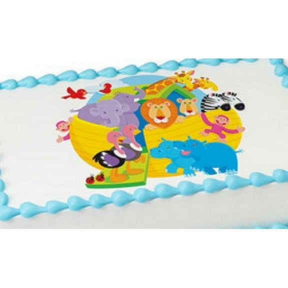 Baby Shower Noah's Ark Edible Extra Large 8 x 10 Cake Decoration Topper Image