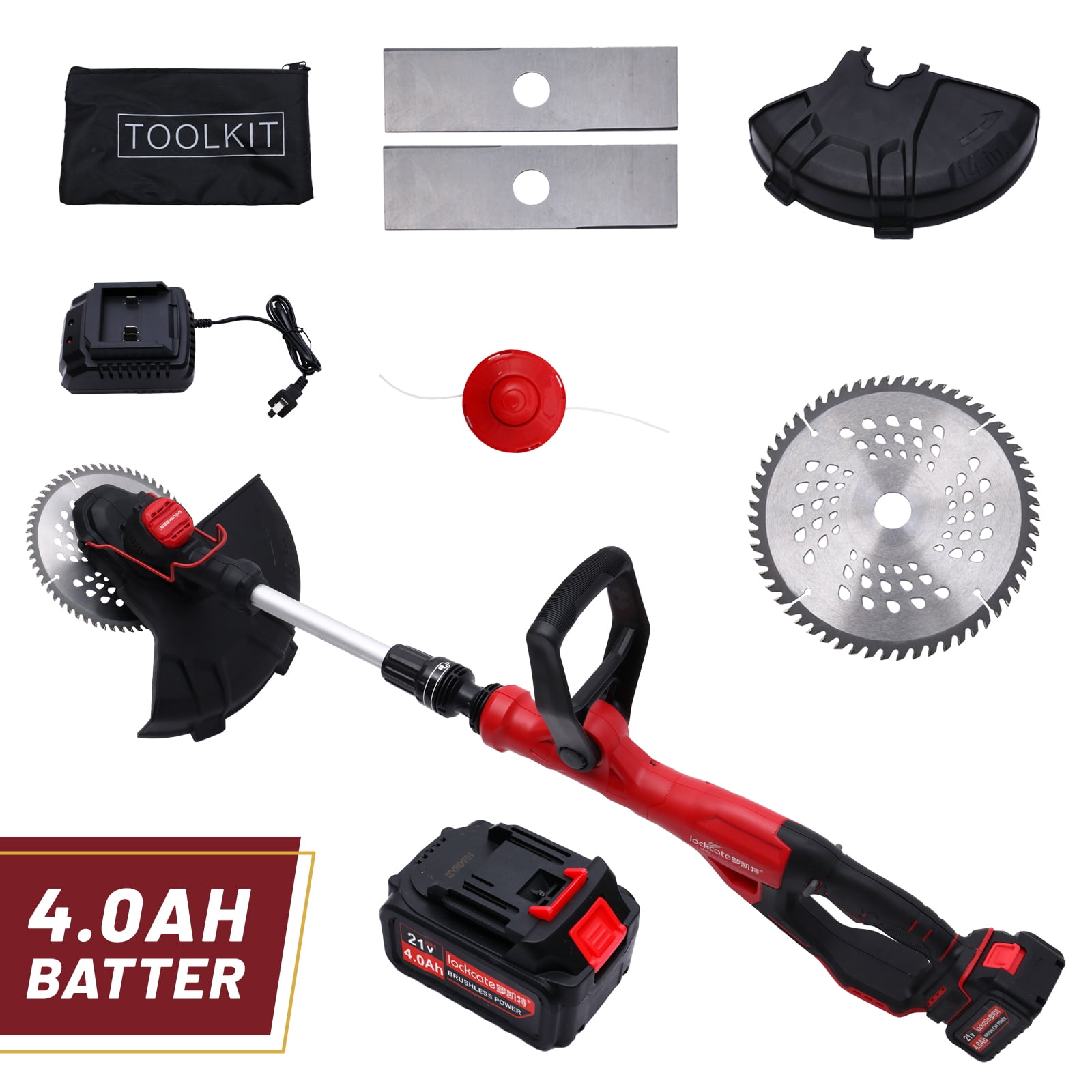 BAOKALER Cordless Brussless Weed Eaters with 4.0Ah 10C Battery, 18000RPM Grass String Trimmer for Wood Cutting Grass Cutting
