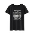 thumbnail image 3 of TWZH Women My House Is An Elf Free Zone Crew Neck Funny Letter Tee, 3 of 6