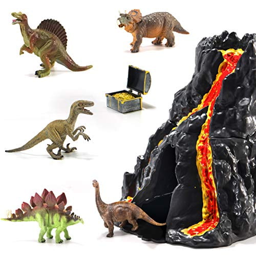 Dinosaur Volcano Cave House with 4 Plush Toys Dinosaur Stuffed Animal Hug Me 