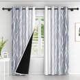 thumbnail image 2 of Lfeey Gradient Stripe Blackout Curtains, Grommet Curtains for Modern Living Room Bedroom, Gray White, 42x72 inch, 2 of 5