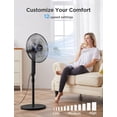 thumbnail image 2 of PELONIS Ventilador de pie con pedestal oscilante de 16" | Altura ajustable | Motor CC ultra silencioso | Control remoto | 12 velocidades | Temporizador de 12 horas | Alta eficiencia energética, 2 of 5