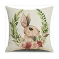 thumbnail image 4 of Vorkoi Happy Easter Eggs Bunny Decorative Throw Pillow Cover 18x18, Religious Rejoice Rabbits Carrot Flower Blessings Outdoor Pillowcase, 4 of 5