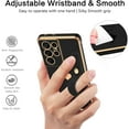 thumbnail image 3 of Samsung S21 Ultra Case, Slim Fit Plating Heart Soft TPU with Adjustable Wristband Kickstand Scratch Resistant Shockproof Protective Phone Cover for Samsung Galaxy S21 Ultra 6.8", Black/Golden, 3 of 9