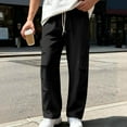 thumbnail image 3 of Ceisia Men Solid Color Loose Casual Pants Elastic Waist Drawstring Sports Gift Work Trousers, 3 of 9
