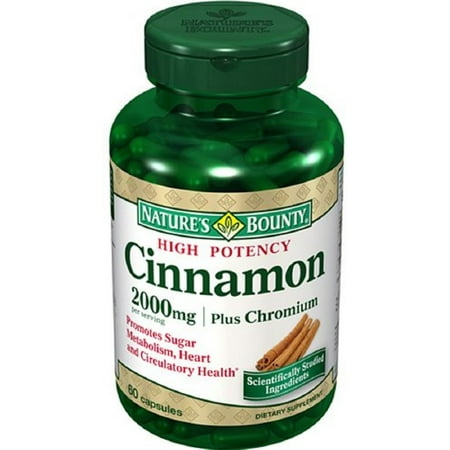 Nature's Bounty High Potency Cinnamon 2000 Plus Chromium Dietary Supplement Capsules  60 pills (Pack of (Best Type Of Cinnamon)