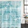 thumbnail image 2 of Turquoise Coastal Bathroom Shower Curtains with 12 Hooks Waterproof Shower Curtain for Stalls and Bathtubs Nautical Coral Starfish Shell Seahorse Ocean Decorative Bathroom Curtain 72x78 Inches, 2 of 9