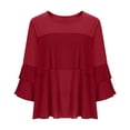 thumbnail image 6 of Laqbezok Chic Tiered Ruffle Sequin Top, Women's Round Neck Sparkly Loose Blouse, Elegant Evening Party Fashion Outfit, 6 of 7