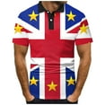 thumbnail image 1 of YDLCAFD Mode Hommes Printemps Été Manches Courtes Col Rabattu T-Shirts Imprimés Drapeau Haut Blouse, 1 of 4