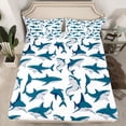thumbnail image 2 of Feelyou Cartoon Sea Shark Twin Sheet Sets, Cute Marine Animal Bedding, 3-Piece, 2 of 7