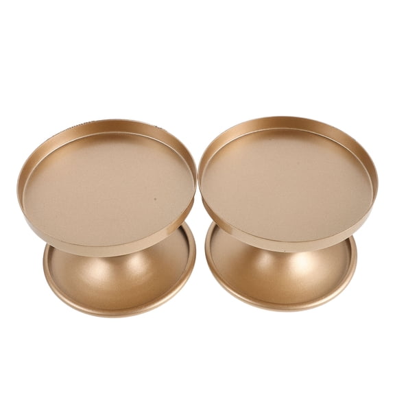 FENGGUIQU 2Pcs Vintage Plated Gold Iron Candle Holder Reversible Metal Candlestick for Romantic Evenings