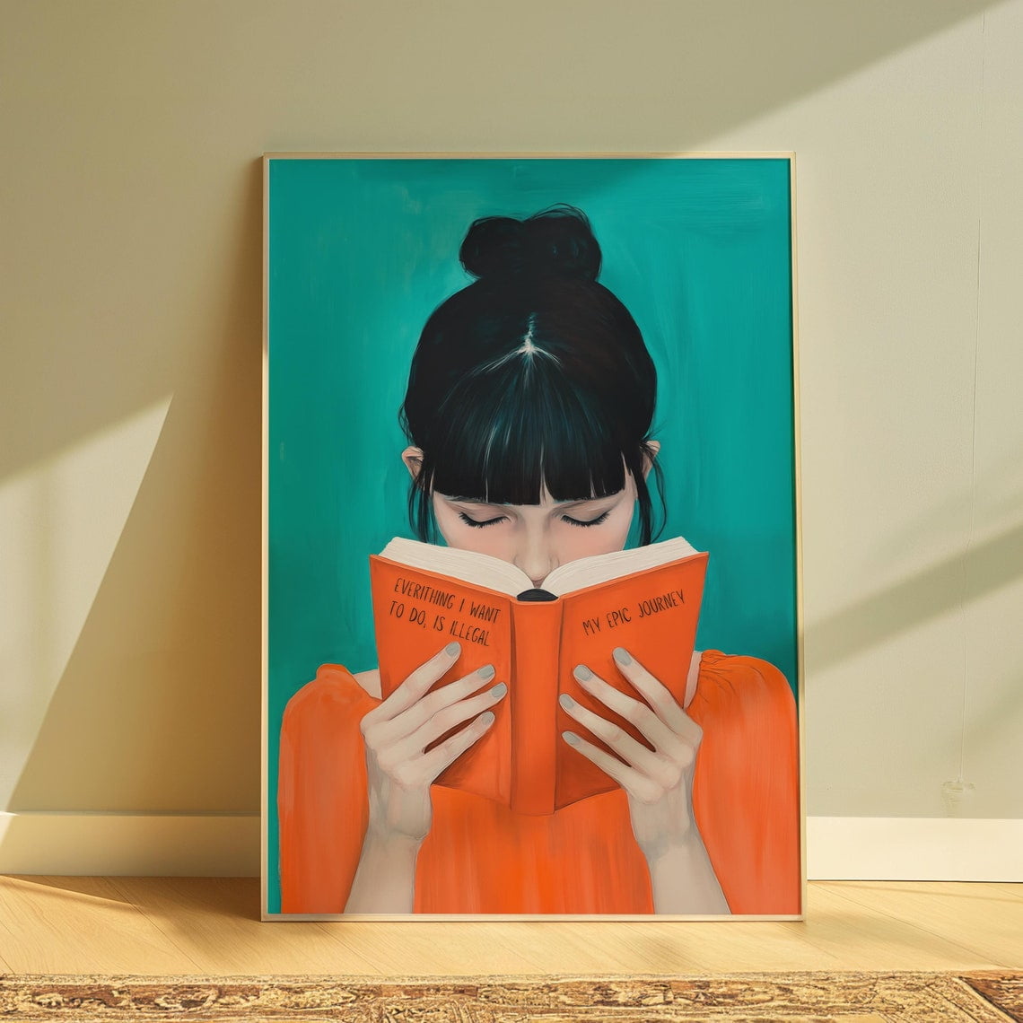 Woman Reading Cozy Book Lover Wall Art Print Living Room And Gallery Wall Decor