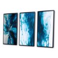 thumbnail image 3 of Designart "Blue Onyx Marble Essence" Abstract Framed Wall Art Set Of 3 - Teal Abstract Frame Gallery Wall Set For Home Decor, 3 of 6
