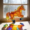 thumbnail image 3 of D 2D Acrylic Horse Suncatcher For Indoor Outdoor Decoration Window Decor With Chain, Stained Glass Style Hanging Ornament 20Cm, 3 of 5