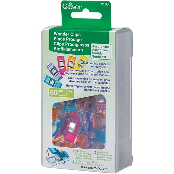 Clover Wonder Clips Assorted Colors 50/Pkg