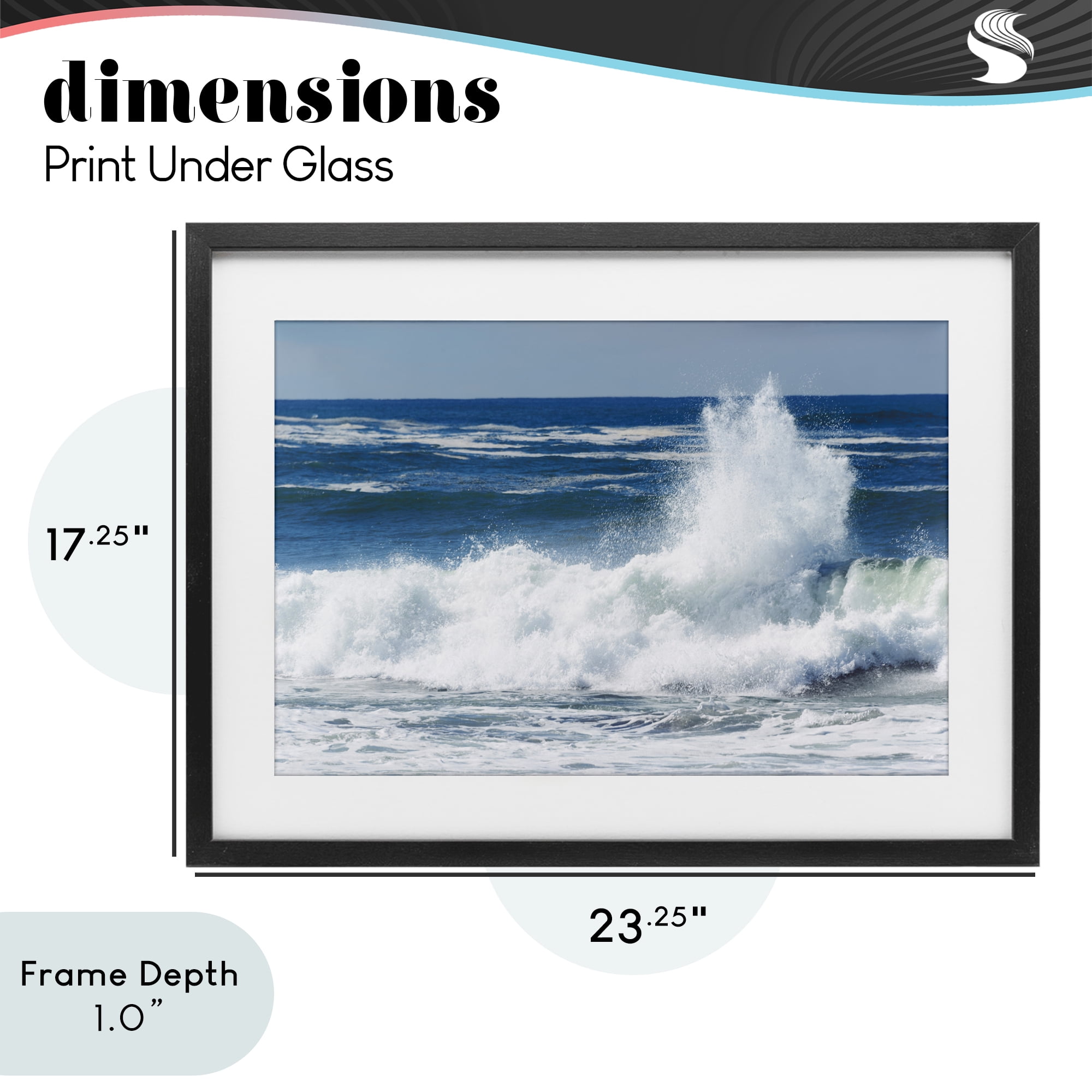 Stupell Industries Crashing Waves Splash Black Framed Print Under Glass, design by JLM Photographs