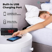 Sonic Alert - Sonic Blast Digital Projection Alarm Clock, Bluetooth Speaker, USB Charging Port - Black
