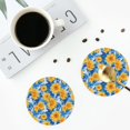 thumbnail image 4 of Fuzoiu Ocean Wave Sunflower Print Leather Coasters Set,Drink Coasters Set of 4,for Tabletop Protection, Durable PVC Coasters,Home Décor and Housewarming Gift-Round Shape, 4 of 6
