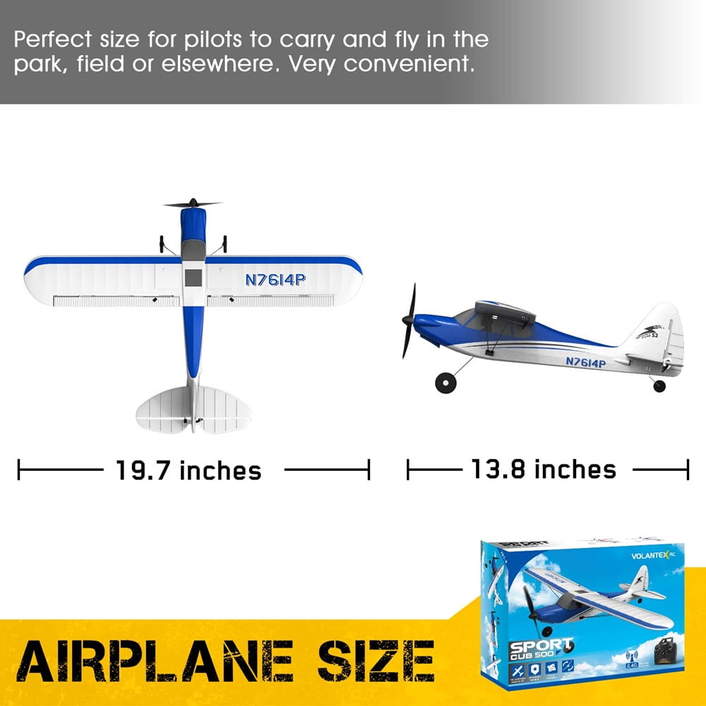 Volantex RC Plane Sport Cub 500 Glider Aircraft Aerobatic 2.4G 4CH RC Fighter RTF for Beginner Blue