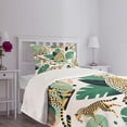 thumbnail image 3 of Ambesonne Cheetah Quilted Bedspread Set 2 Pcs, Modern Jungle Leaf Scene, Twin Size, Jade Green Mustard and White, 3 of 5