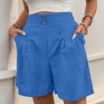 thumbnail image 2 of Tumotour Summer Linen Shorts for Women's Elastic Waist Outdoor Work Shorts Jogging Walkshort Straight-Leg Shorts, 2 of 7