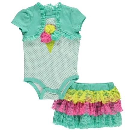 small wonders baby girls lace scoops 2 piece outfit walmart com