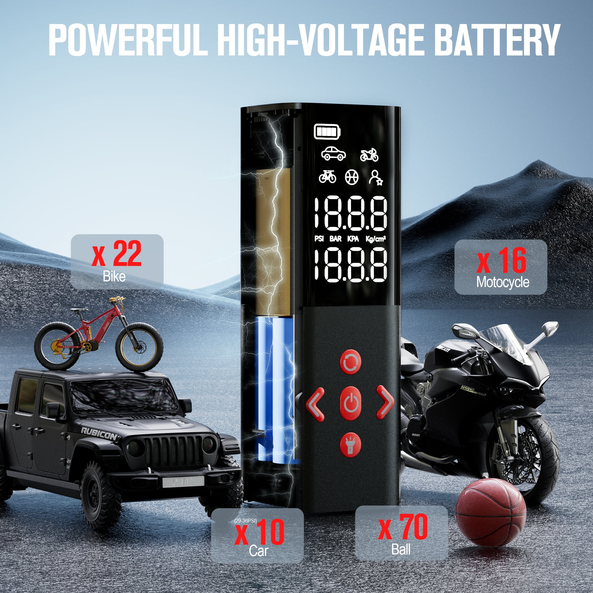 GOOLOO AP150 Tire Inflator Air Pump for Car 150 PSI Cordless Portable Air Compressor 6000mAh Digital Pressure Gauge,with Auto Shutoff, Emergency LED Light, Compact Tire Pump,Red
