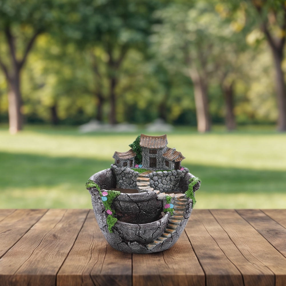 CARRFA 2025 Creative Fairy Garden Planter Plants Pot, Flowers Succulent Plants Fairy House Pot Holders Hanging Garden Design with Sweet House