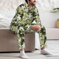 thumbnail image 7 of Fuzoiu Hawaii Palms Print Men's Long-Sleeved Pajama,Lounge Button Down Nightwear,Mens Notch Collar Pajama Set -Large, 7 of 7