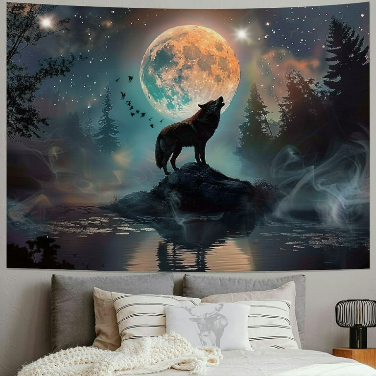 Wolf and moon tapestry hotsell