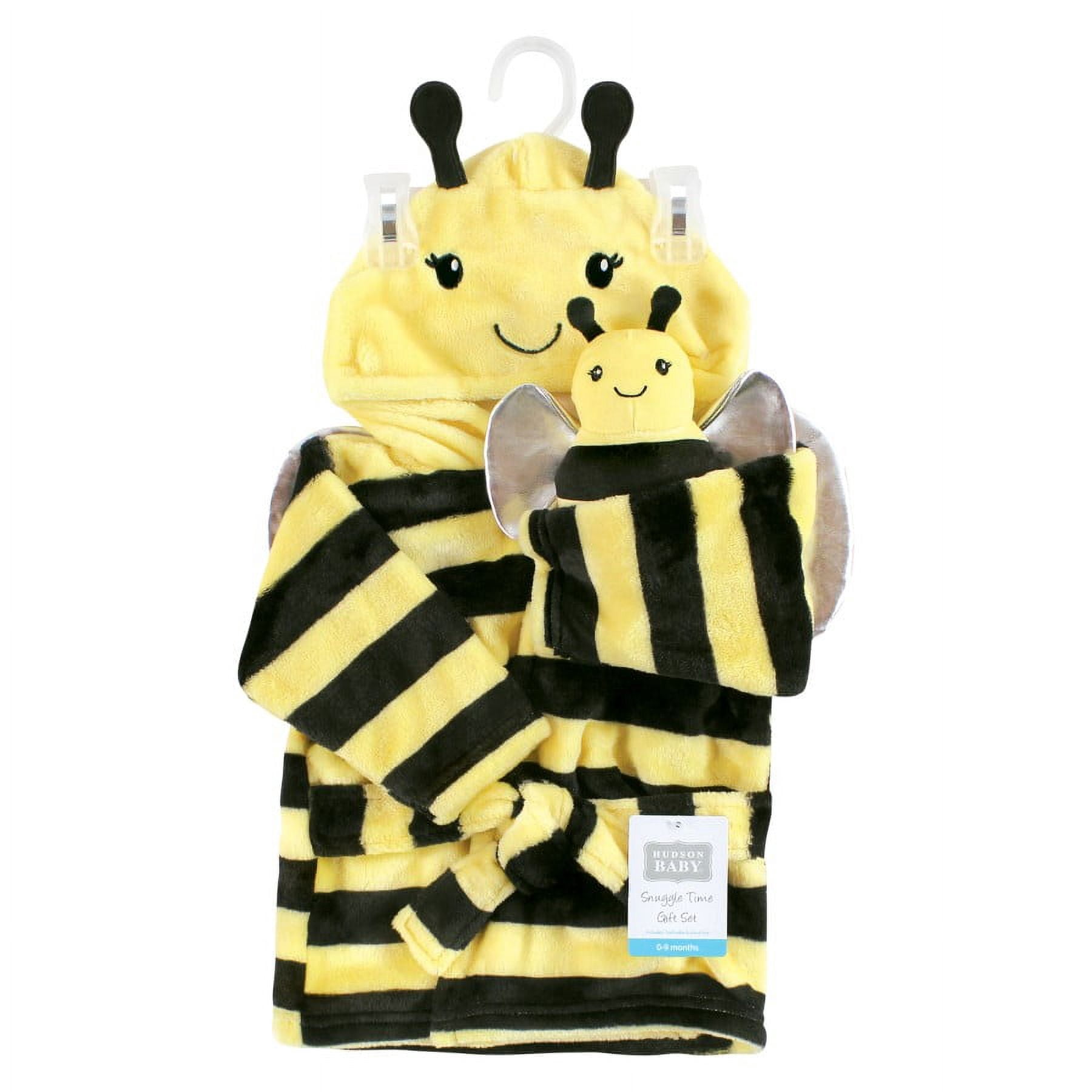 Hudson Baby Unisex Baby Plush Bathrobe and Toy Set, Bee, One Size