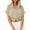 Beige, variant on Ohufall Crop Tops for Women Short Sleeve Fashion Casual Solid Color Lapel Button Down Blouses Summer Loose Comfy Cotton and Linen Shirt Tops