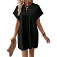 thumbnail image 2 of Womens Summer Dresses Fashion 2025 Short Sleeve Spring Mini Dress Casual Beach Vacation Clothes Dresses Black S, 2 of 9