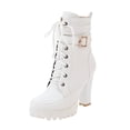 thumbnail image 1 of asddcavvf Bottes à Talons Hauts Épais pour Femmes Automne et Hiver Style Britannique Bout Rond, 1 of 7