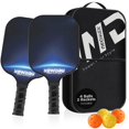 thumbnail image 1 of Pickleball Paddle Set Of 2, Fiberglass Pickleball Rackets With Honeycomb Core, 4 Outdoor Balls & Carry Bag | Lightweight Paddles With Comfort Grip For All Skill Levels - Space, 1 of 5
