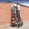 thumbnail image 6 of YOHKOH Heavy-Duty 4-Step Rolling Ladder with Wheels, 445 lbs Capacity Commercial Mobile Stairs, Anti-Slip Platform Ladder with Handrails for Warehouse, Home & Office, 6 of 8