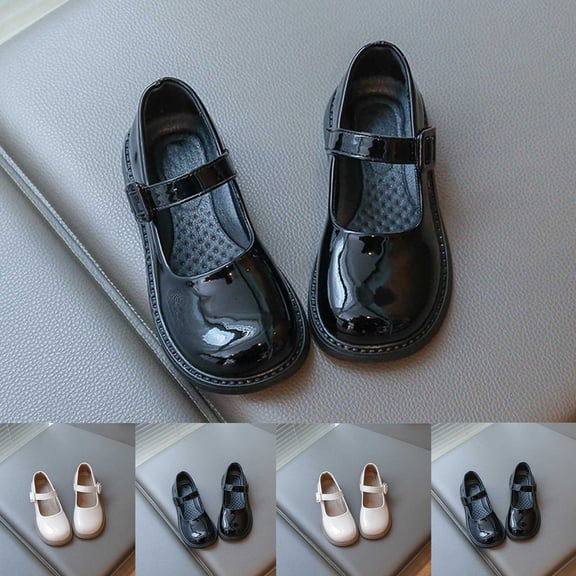 BXJX Girls Dress Shoes Size 13 Little Kids, Slip-Resistant Adjustable Strap Summer Closed Toe Kids Girl Dance Party Shoes Black