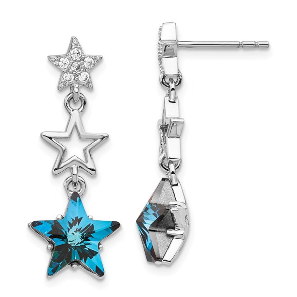 Diamond2deal Sterling Silver Blue Crystal Star Dangle Earrings For Women Walmart Com