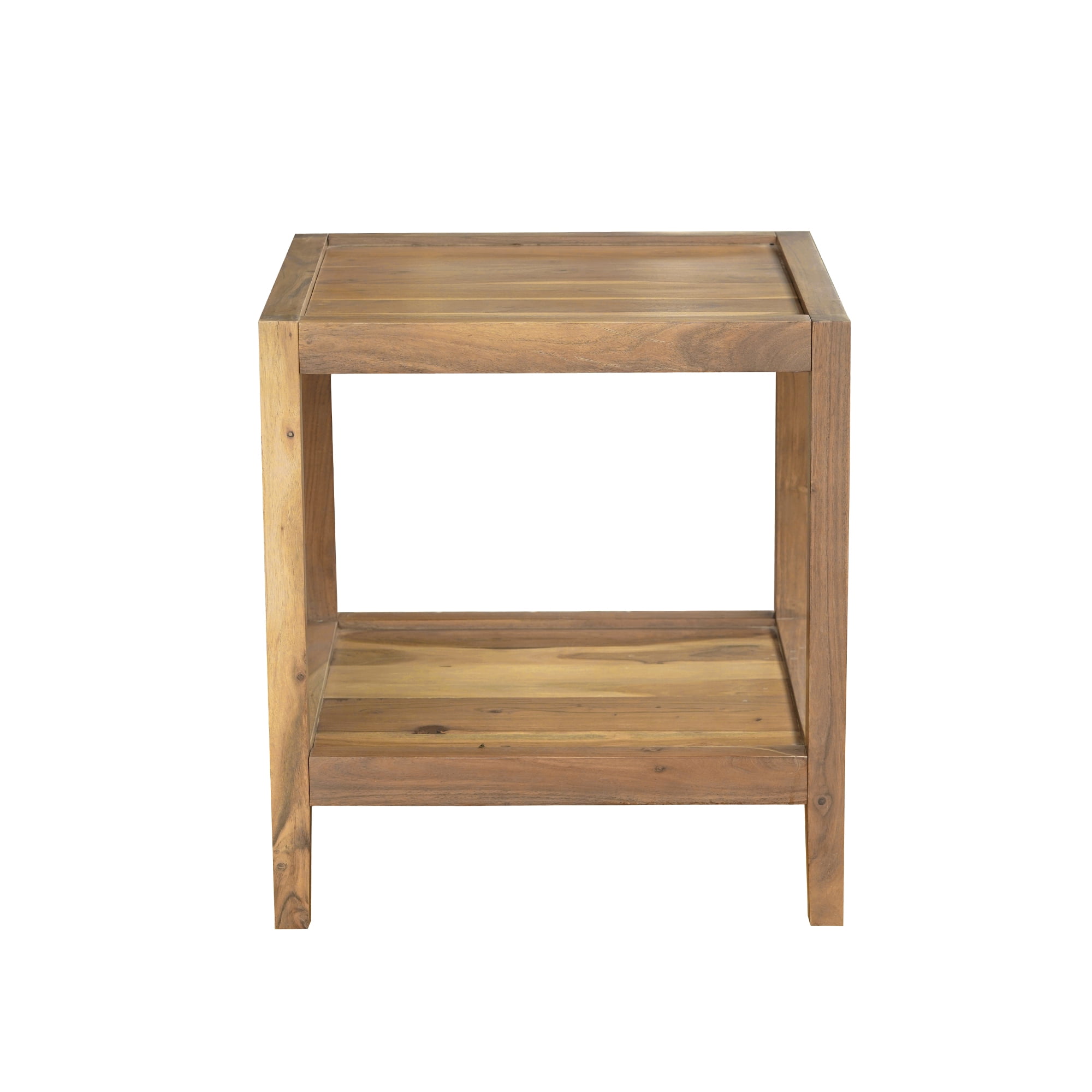 Ox Bay Serenity Wood Square Storage Side Table – Farmhouse Style with Raised Lip Edge, 22" x 22", Indoor Use