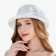 thumbnail image 2 of Riforla Womens Summer Dress Hat Wide Leaf Flower Bridal Shower Hat Sun Hats Beach Hat Beach Hats for Women White, 2 of 7