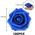 thumbnail image 2 of Artificial Flowers Roses Heads, 100 Pcs Faux Flowers Real Looking Blue Foam Fake Roses for DIY Crafts Wedding Bouquets Arrangements Party Home Decorations (Royal Blue), 2 of 5