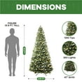 thumbnail image 4 of Alberta 6.5ft Frosted Prelit Artificial Christmas Tree with 1292 Branch Tips, 350 Warm Lights and Metal Stand, 47" wide Realistic Lightly Snow Flocked Christmas Tree with Lights by Naomi Home, 4 of 13