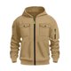 thumbnail image 3 of pstuiky camisas de manga larga para hombre, Chaqueta tipo cárdigan con capucha y cremallera de manga larga de color liso para hombre Tops casuales para hombres m, 3 of 6