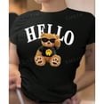 thumbnail image 3 of Camiseta de manga corta y cuello redondo para mujer con estampado de oso para uso casual en primavera y verano Color Negro Talla Grande Marca Emil SaEs, 3 of 4