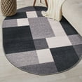 thumbnail image 6 of World Rug Gallery Modern Boxes Design Non-slip (Non-skid) Area Rug - Gray 5'x6'6" Oval, 6 of 8
