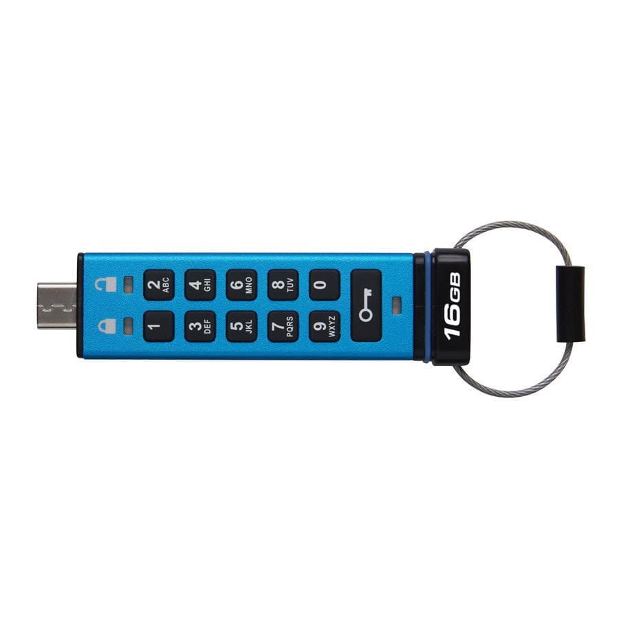 Kingston Ironkey Keypad 200 USB-C 16GB Encrypted Flash Drive | OS Independent | FIPS 140-3 Level 3 | XTS-AES 256-bit | BadUSB and Brute Force Protection | Multi-Pin Option | IKKP200C/16GB