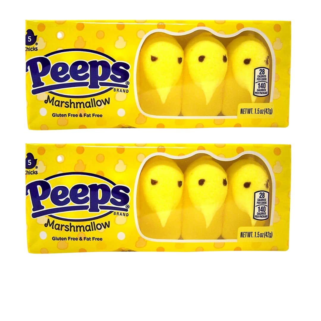 Easter Peeps Marshmallow Yellow Chicks Easter Candy (Pack of 2), 5 Count Treats for Easter Baskets and Decorations