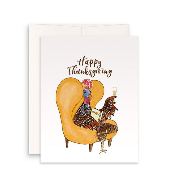 Funny Thanksgiving Card – “Happy Thanksgiving” Rooster Design – Envelope Included, Blank Inside – Perfect for Friends and Family
