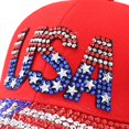 thumbnail image 4 of Jiibva American Flag Baseball Cap Sparkle Rhinestone USA Flag Trucker Hat Adjustable Hip Hop Hat for Men Women, 4 of 7